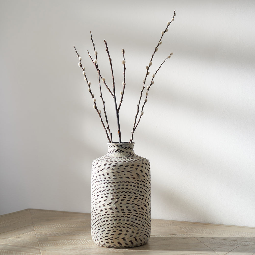 Olivia's Mancini Textured Natural and Black Stoneware Vase Pacific Lifestyle 2
