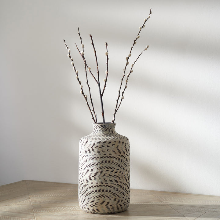 Olivia's Mancini Textured Natural and Black Stoneware Vase Pacific Lifestyle 2