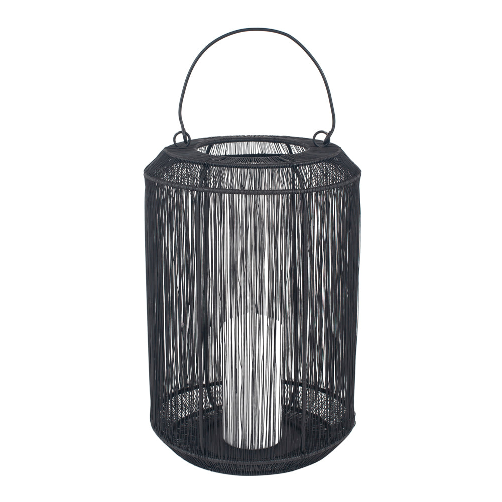 Olivias Molly Large Mesh Metal Round Lantern in Black