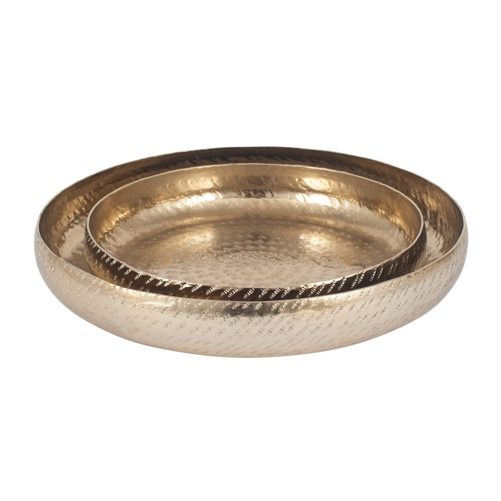 Olivia's Chloe Set of 2 Gold Hammered Metal Bowls