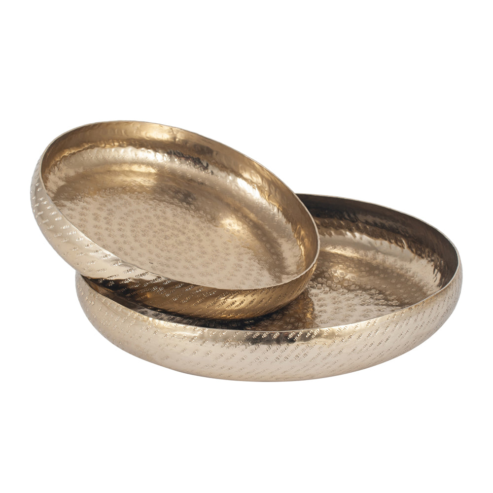 Olivia's Chloe Set of 2 Gold Hammered Metal Bowls