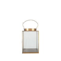 Olivia's Rosie Large Square Lantern in Antique Brass Metal and Glass