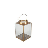 Olivia's Rosie Large Square Lantern in Antique Brass Metal and Glass