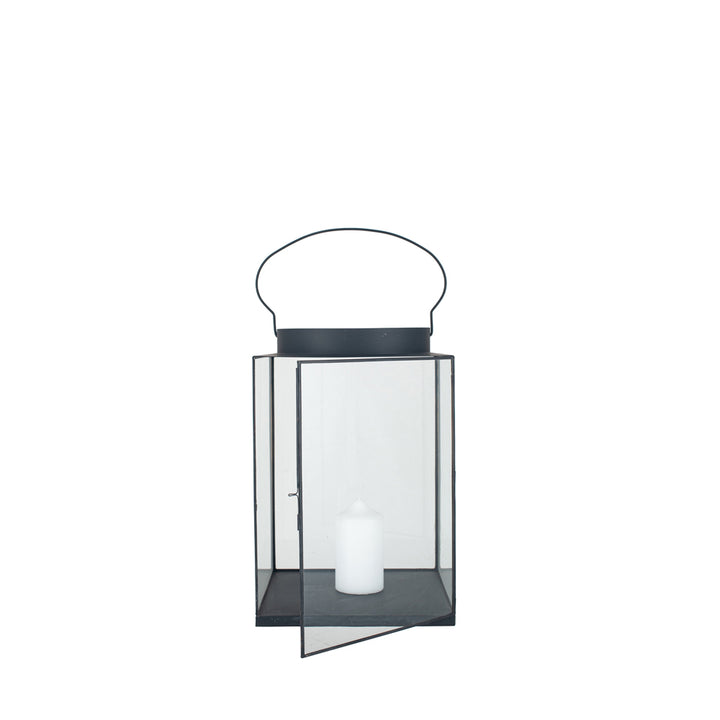 Rosie Large Square Lantern - Matt Black Metal & Glass Pacific Lifestyle 2