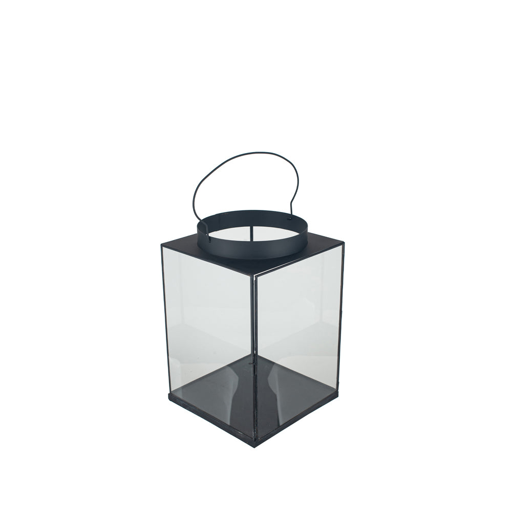 Olivia's Rosie Large Square Lantern in Matt Black Metal and Glass