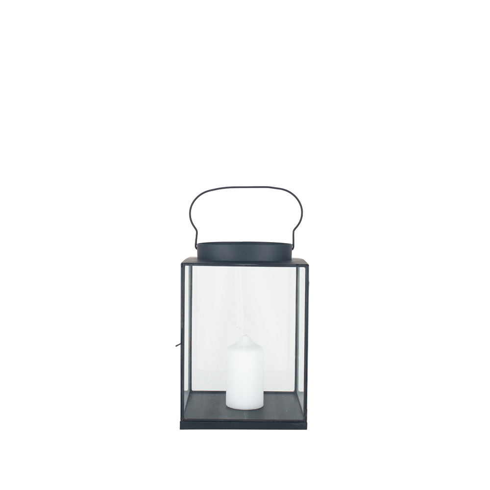 Olivia's Rosie Small Square Lantern in Matt Black Metal and Glass