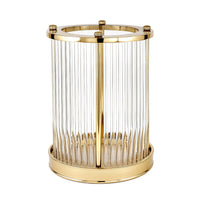 Olivia's Lilia Small Gold Metal and Clear Textured Glass Hurricane