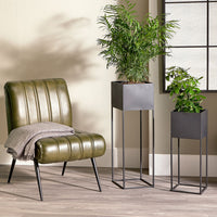 Olivia's Set of 2 Graphite Metal Planters