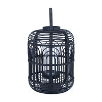 Olivia's Large Bali Bamboo and Glass Large Lantern in Black