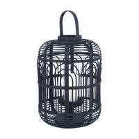 Olivia's Large Bali Bamboo and Glass Large Lantern in Black