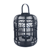 Olivia's Large Bali Bamboo and Glass Large Lantern in Black