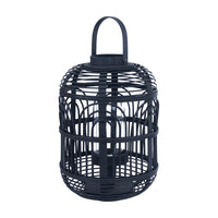 Olivia's Bali Bamboo and Glass Lantern in Black