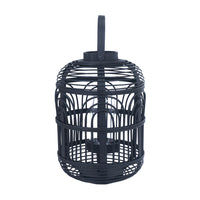 Olivia's Bali Bamboo and Glass Lantern in Black