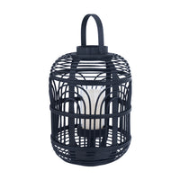 Olivia's Bali Bamboo and Glass Lantern in Black