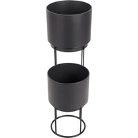 Olivia's Set of 2 Circular Metal Planters in Graphite