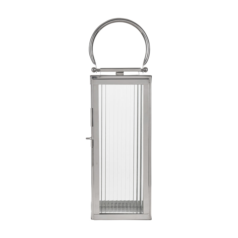 Olivia's Otterly Large Lantern with Ribbed Glass in Shiny Nickel