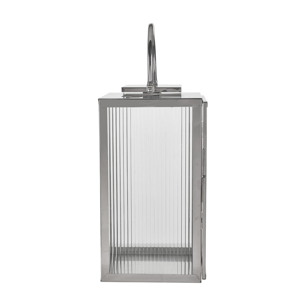 Olivia's Otterly Small Lantern with Ribbed Glass in Shiny Nickel