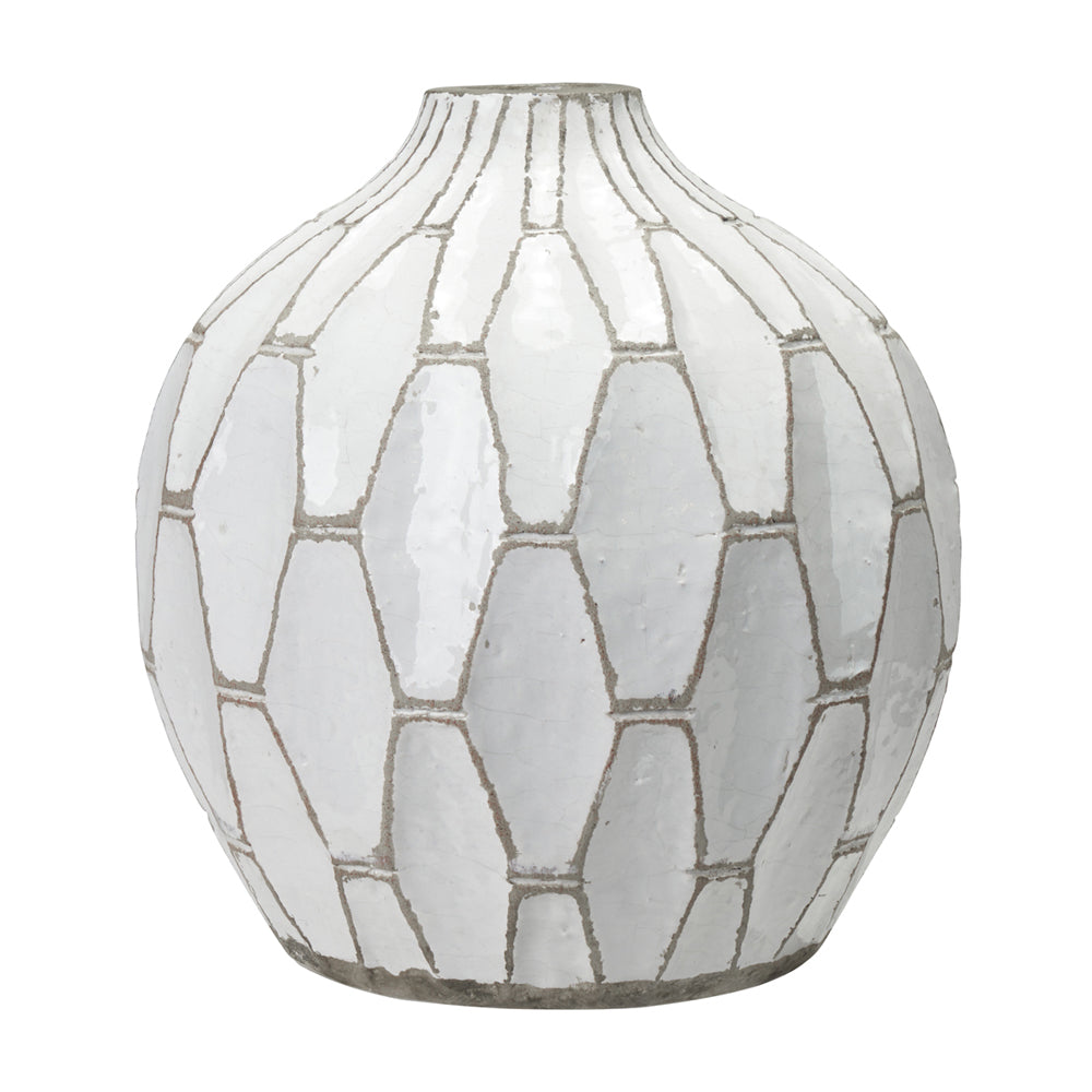 Olivia's Gauld Stoneware Geometric Vase in White