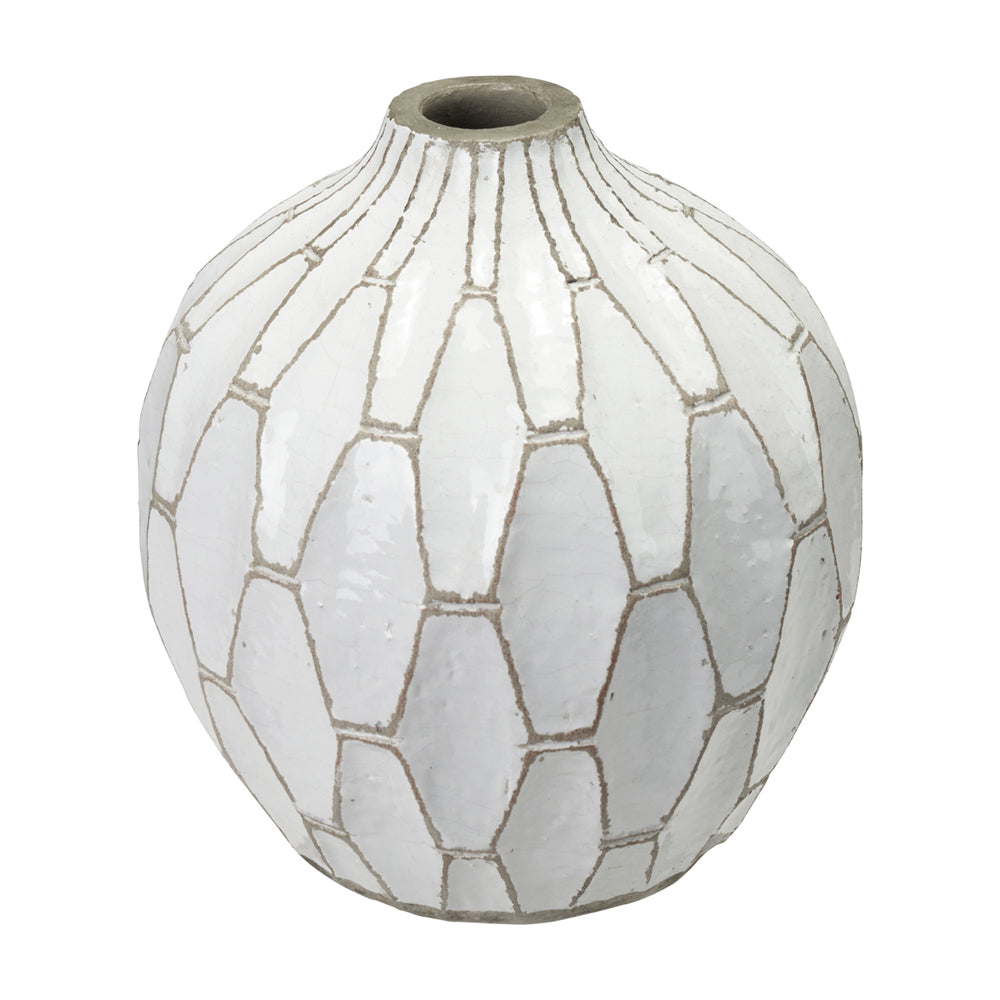 Olivia's Gauld Stoneware Geometric Vase in White