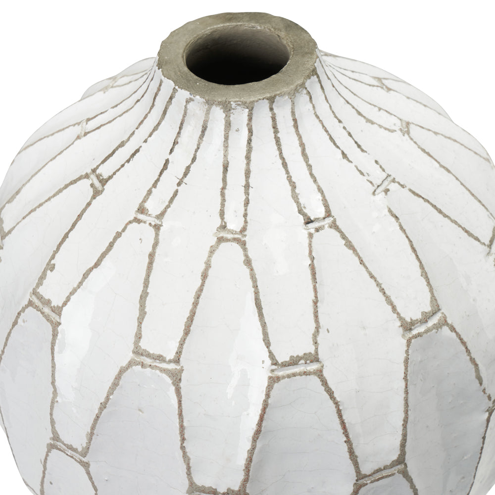 Olivia's Gauld Stoneware Geometric Vase in White