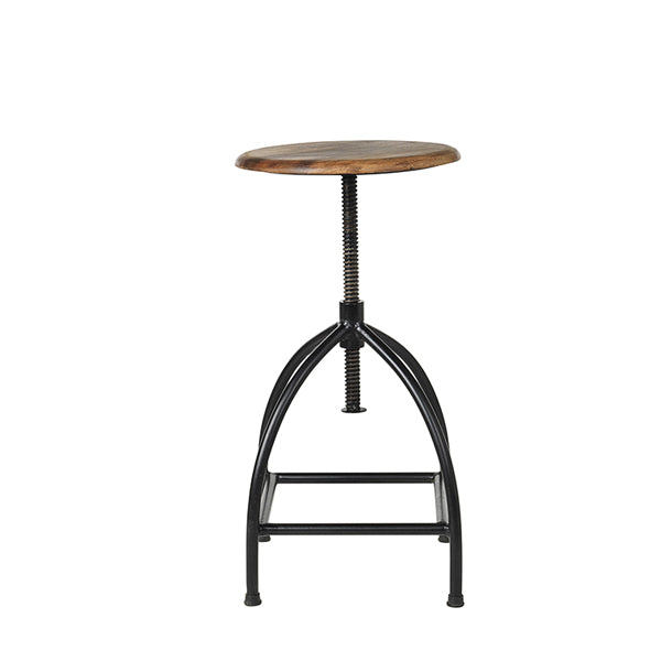 Broste Copenhagen Set of 2 Sire Bar Stools in Natural Brown with Black Frame
