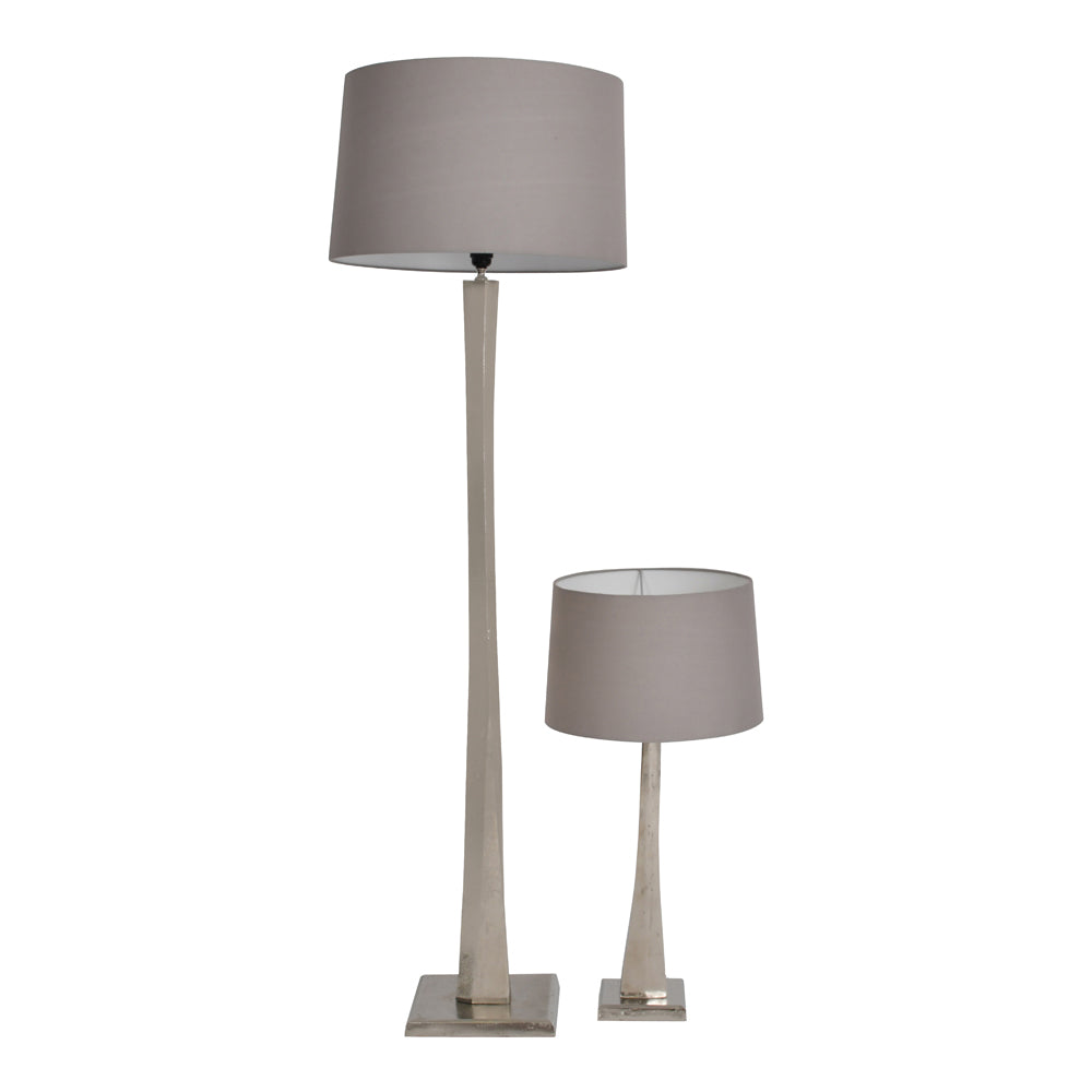 Libra Interiors Iconic Trinity Silver Aluminium Floor Lamp With Grey Shade