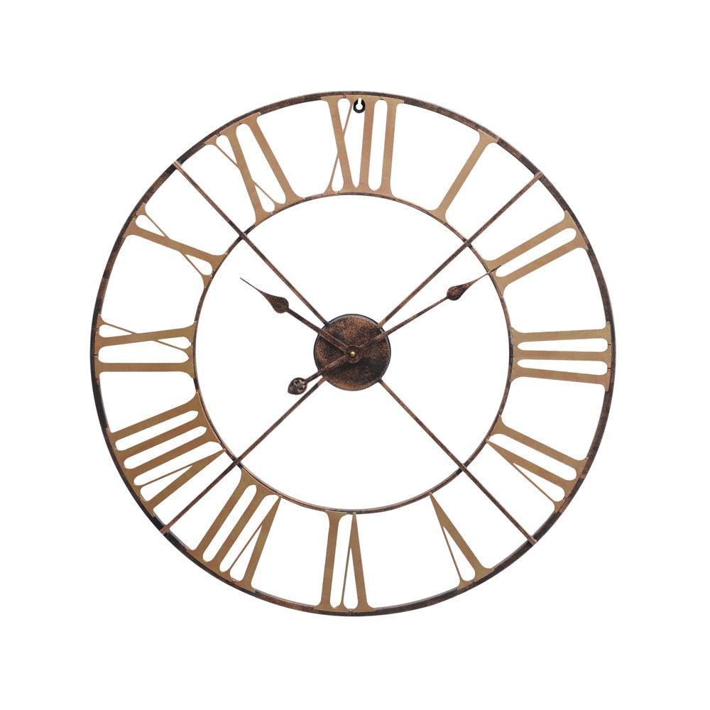 Libra Interiors Outdoor Skeletal Wall Clock Antique Brass