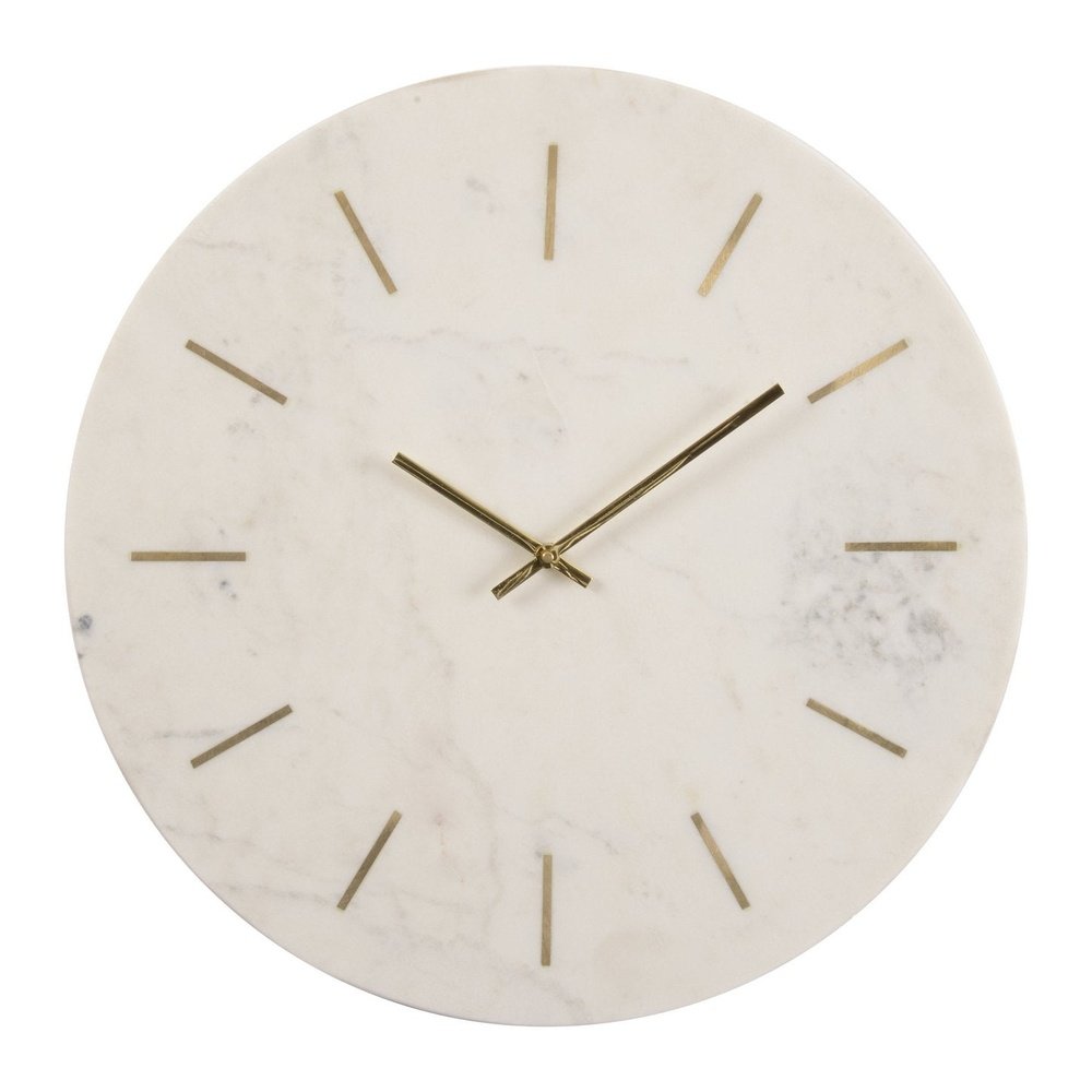 Libra Interiors Brass Inlay And Marble Wall Clock