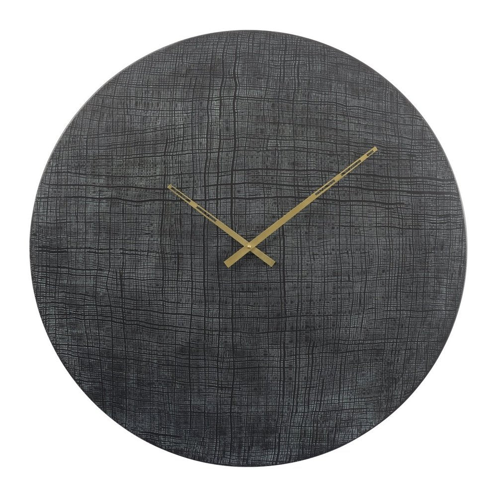 Libra Textured Black And Green Aluminium Wall Clock-Libra-Olivia's