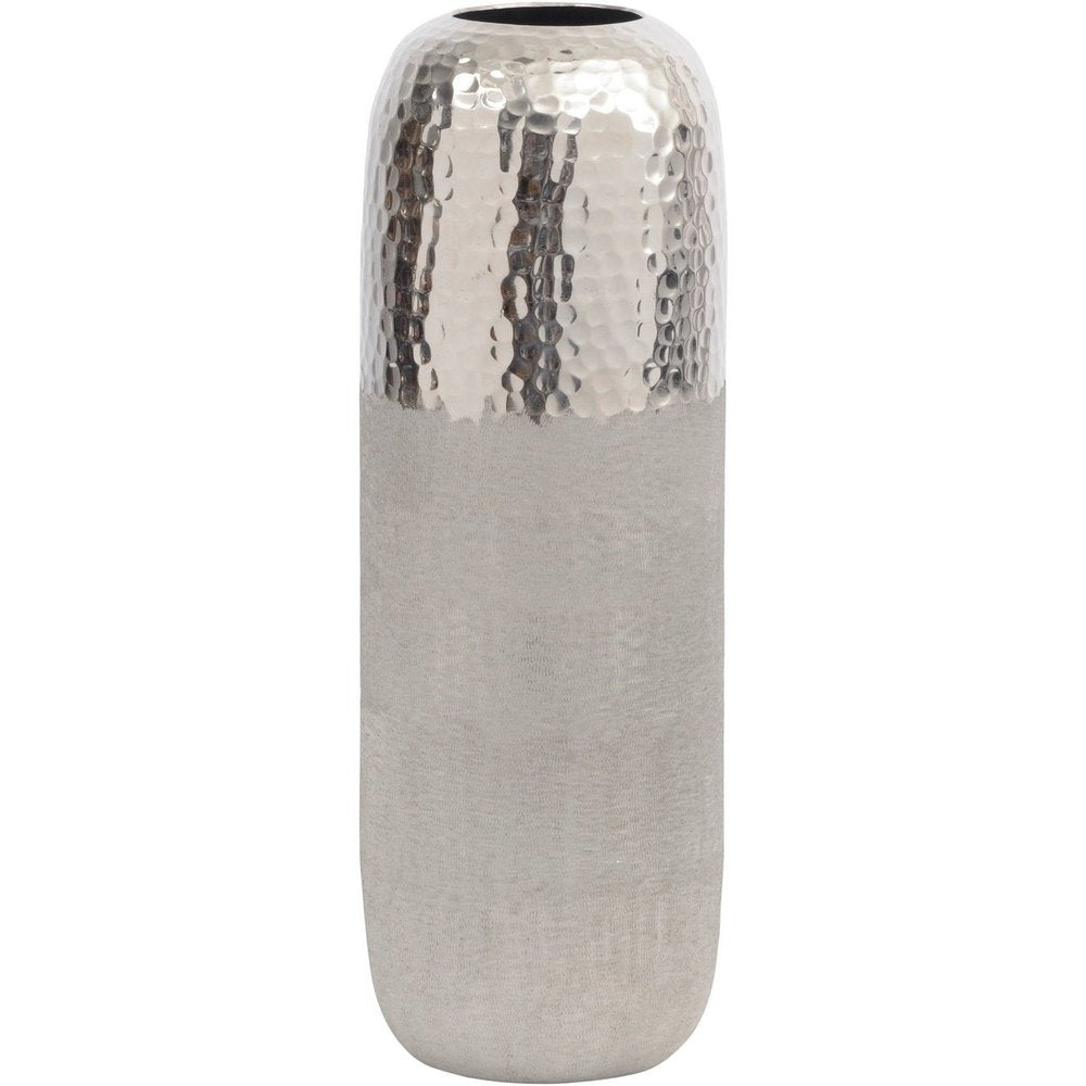 Libra Fuse Hammered and Brushed Large Vase in Silver Finish-Libra-Olivia's