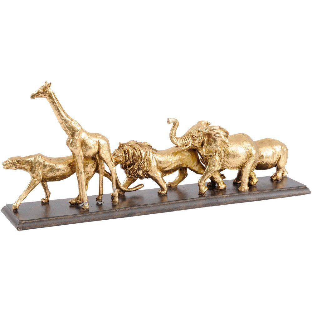 Libra Interiors Safari Wild Animals Sculpture Gold Resin