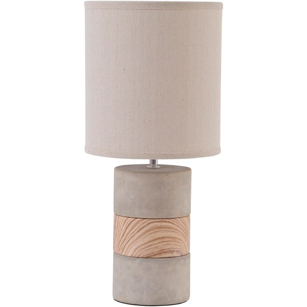 Libra Interiors Concrete and Wood Table Lamp with Natural Shade