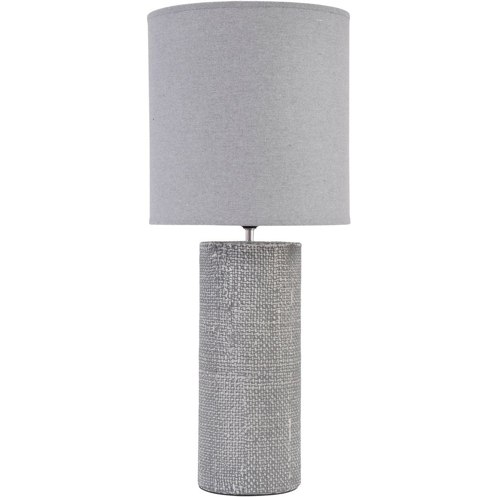 Libra Interiors Tall Textured Porcelain Table Lamp With Shade Grey