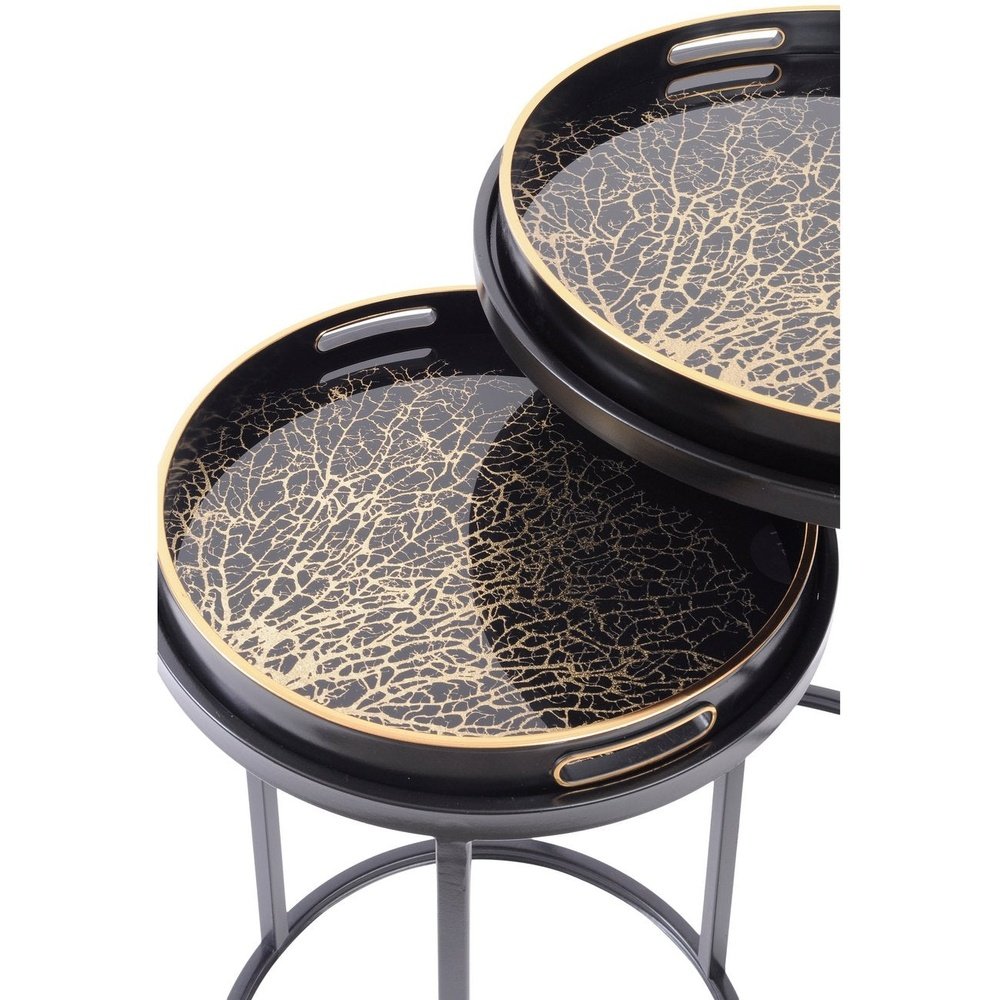 Libra Set of Two Tray Top Coral Design Nesting Side Tables-Libra-Olivia's