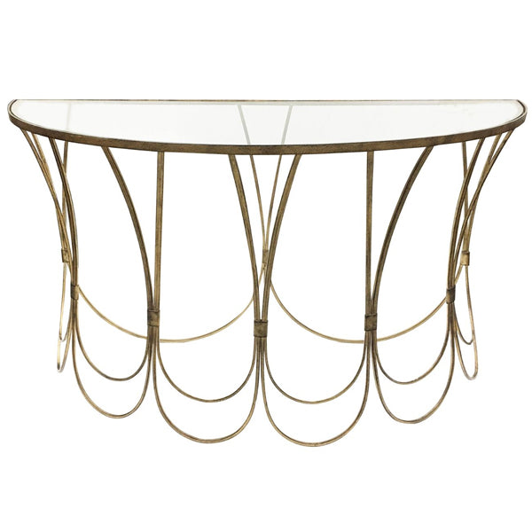  Libra-Libra Luxurious Glamour Collection - Deco Iron Console Table in Champagne-Gold 997 