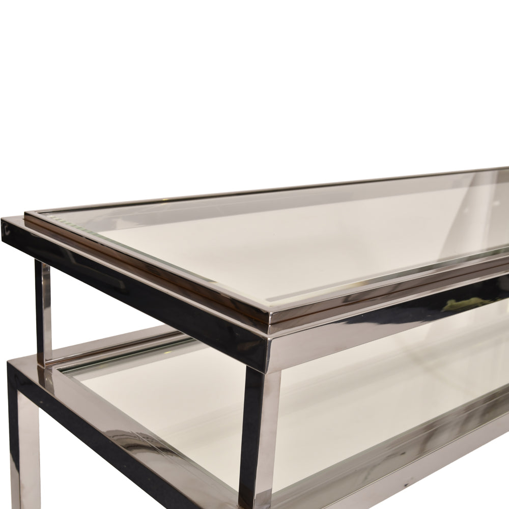 Libra Interiors Belgravia Stainless Steel and Glass Console Table