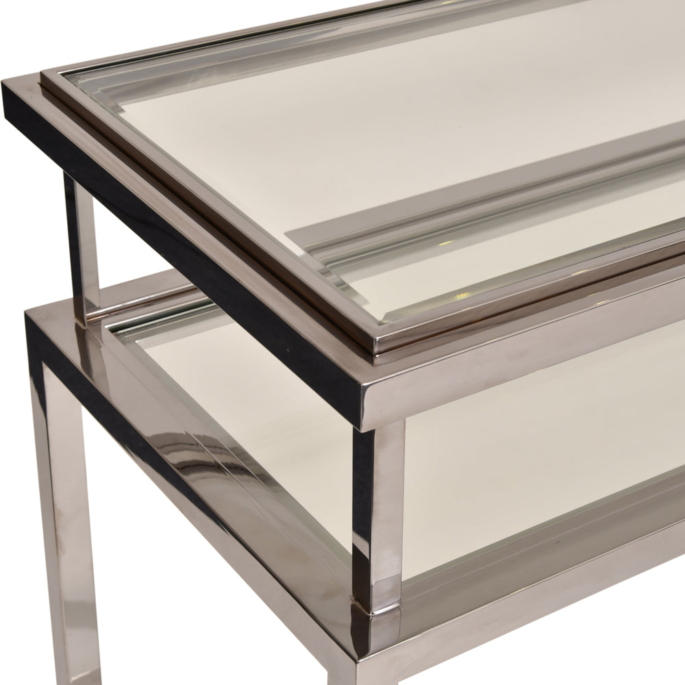 Libra Midnight Mayfair Collection - Belgravia Stainless Steel and Glass Console Table