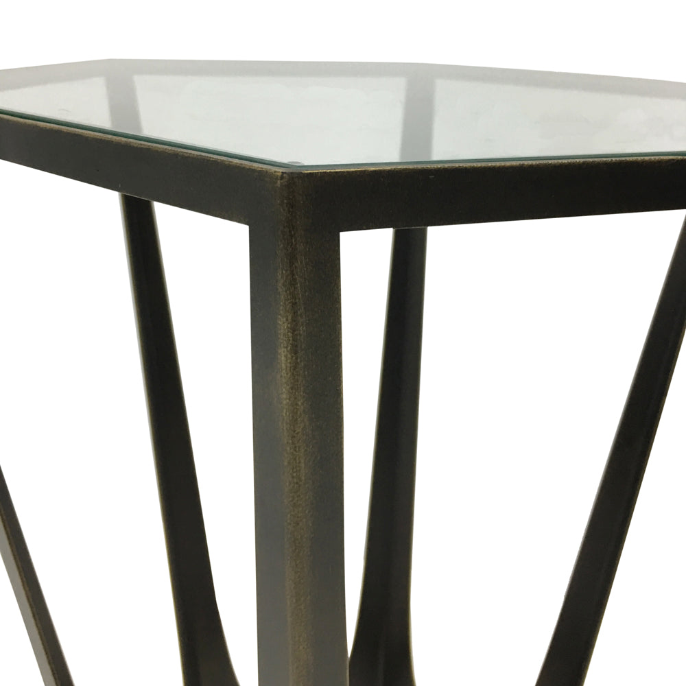 Libra Interiors Catalan Bronze Gilded with Glass Top Side Table