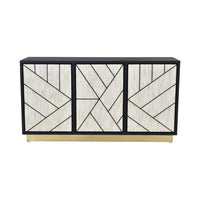 Libra Interiors Credenza Abstract 3 Door Cabinet With Bone Inlay