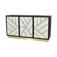 Libra Interiors Credenza Abstract 3 Door Cabinet With Bone Inlay