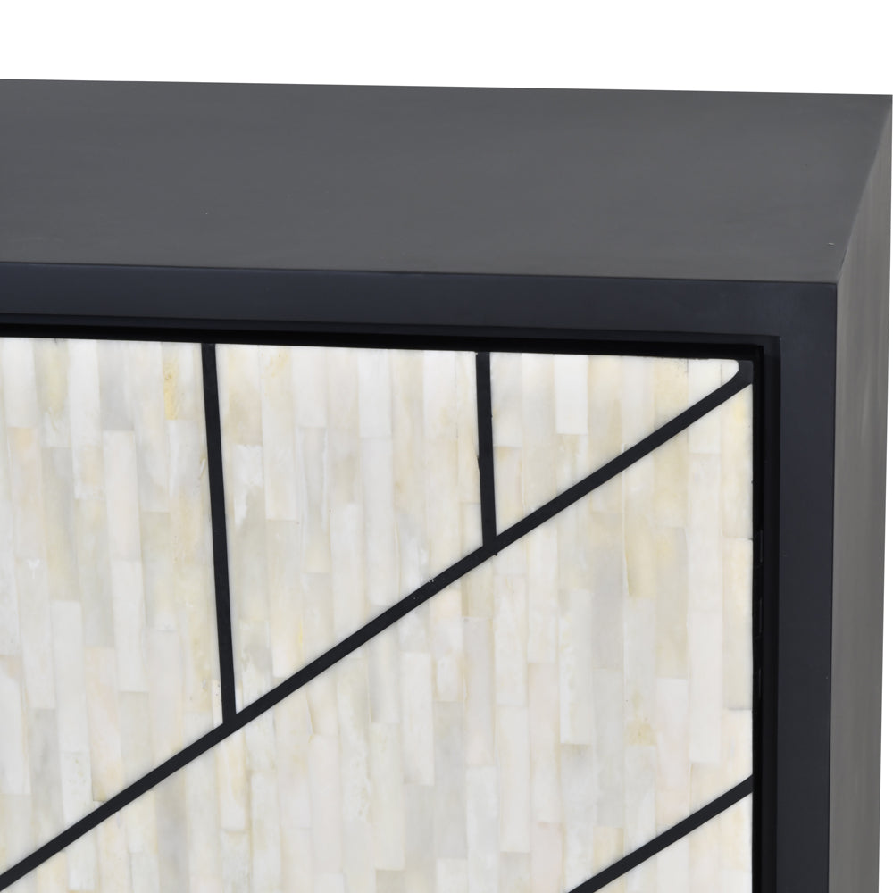 Libra Interiors Credenza Abstract 3 Door Cabinet With Bone Inlay