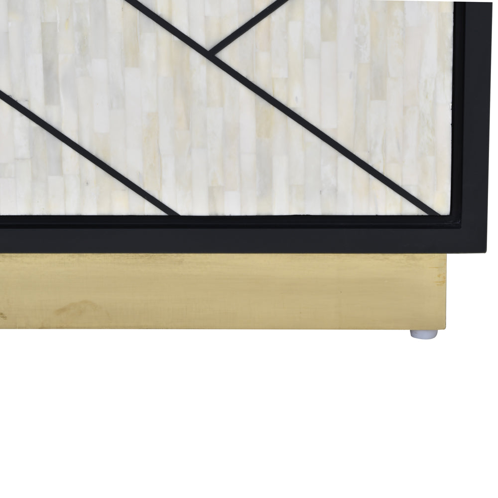 Libra Interiors Credenza Abstract 3 Door Cabinet With Bone Inlay