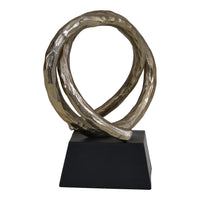 Libra Interiors Savoy Champagne Gold Aluminium Entwined Sculpture On Black Metal Base