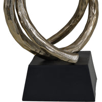 Libra Interiors Savoy Champagne Gold Aluminium Entwined Sculpture On Black Metal Base