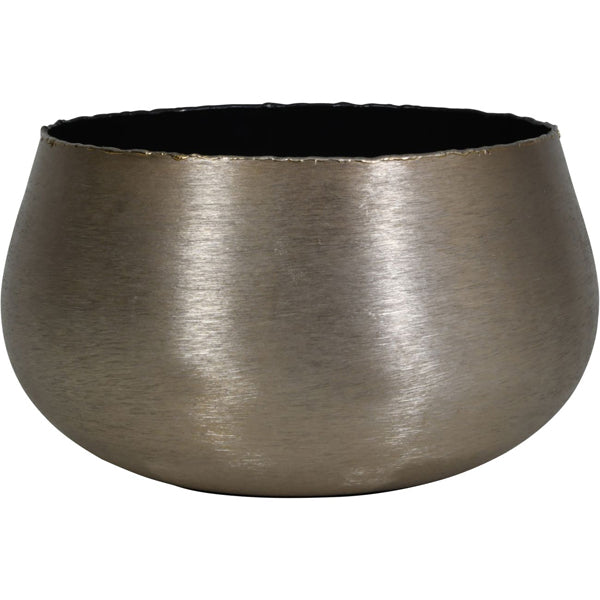 Libra Interiors Molten Metal Round Planter Brushed Bronze