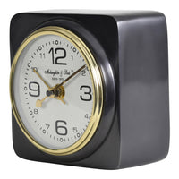 Libra Interiors Thompson Solid Aluminium Black Square Carriage Mantel Clock