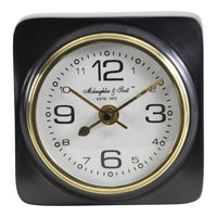 Libra Interiors Thompson Solid Aluminium Black Square Carriage Mantel Clock