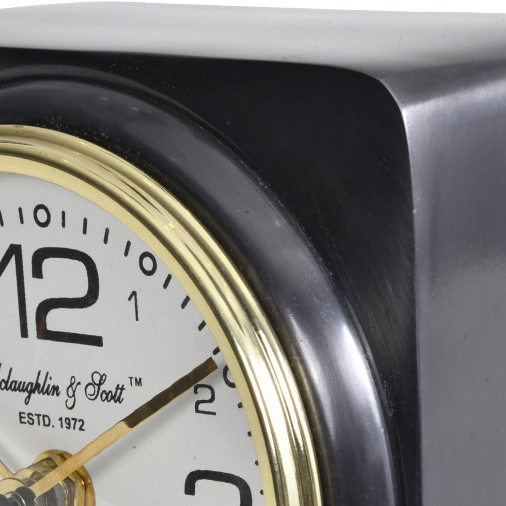 Libra Interiors Thompson Solid Aluminium Black Square Carriage Mantel Clock