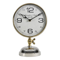 Libra Interiors Stollard Silver Nickel Mantel Clock With Gold Angle Adjuster And Detail