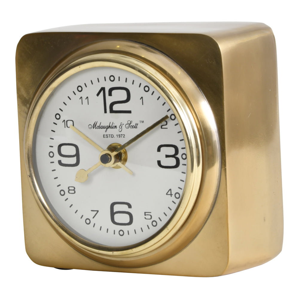 Libra Interiors Thompson Solid Aluminium Gold Square Carriage Mantel Clock